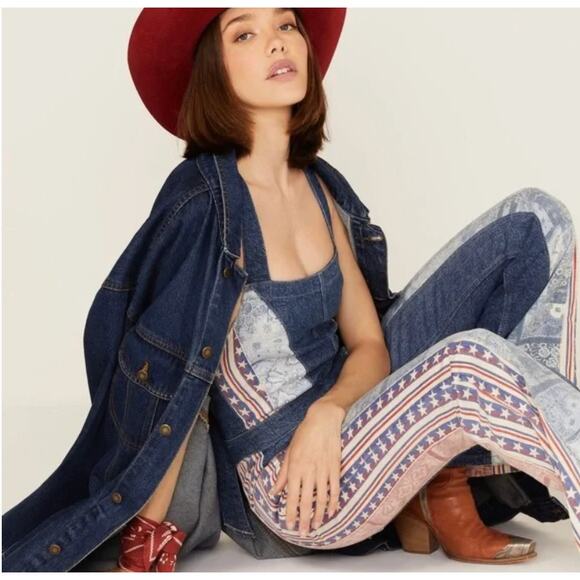 Free People Patchwork Americana Dallas Denim Jumpsuit - Picture 12 of 12